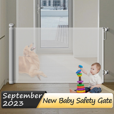 Puerta de seguridad para bebés de 140-500 cm de ancho Puerta de seguridad para bebés geométrica Puerta de seguridad de plástico doble para bebés y mascotas
