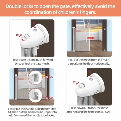 Protección retractable plegable portátil de la escalera de la seguridad de las puertas para los bebés y los animales domésticos