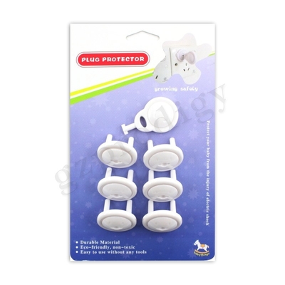 Protector de enchufe de seguridad para bebé blanco, 2 pines, cubiertas de enchufe con llave