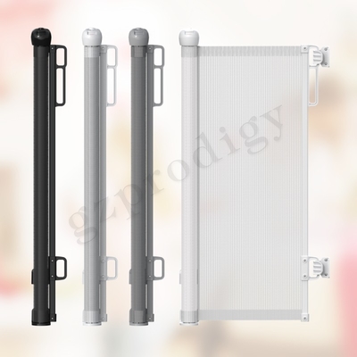 Puerta extra ancha negra retráctil para bebés Puerta de seguridad fácil de rodar para niños