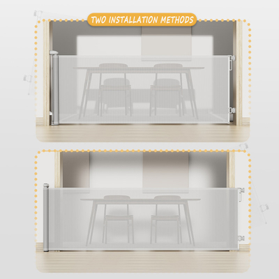 Puerta de seguridad para bebés de 140-500 cm de ancho Puerta de seguridad para bebés geométrica Puerta de seguridad de plástico doble para bebés y mascotas