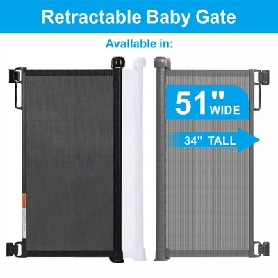 Puerta de bebé prodigio Puerta de escalera Perro mascota Puerta de seguridad retráctil Puerta de seguridad portátil