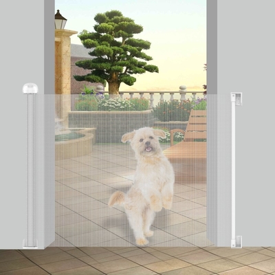 Puerta retráctil de malla de seguridad para perros Puerta de escalera rodante