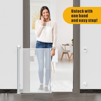 Cerradura de seguridad de puerta de escalera retráctil innovadora para cercas de juego de mascotas