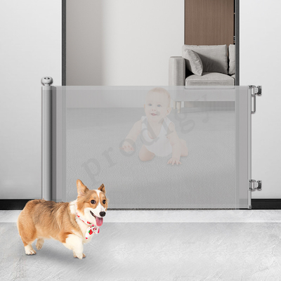Puerta de perforación libre de malla retráctil para perros para pasillos interiores al aire libre