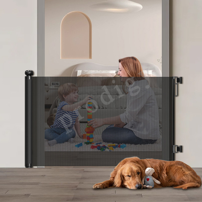 Puerta de bebé retráctil hecha de malla para puertas escaleras